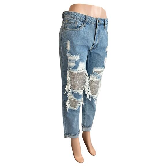 Fashion Nova Best Of You Boyfriend Jeans - Medium Blue Wash SZ 9 $55 - Picture 10 of 15